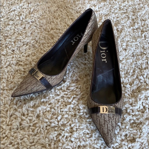 Dior Shoes - Dior Brown Tan Diorissimo Canvas Pumps 38